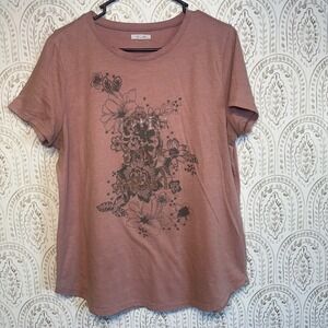 Maurices Womens Rose Floral Faith Love Grace Graphic T Shirt Size L